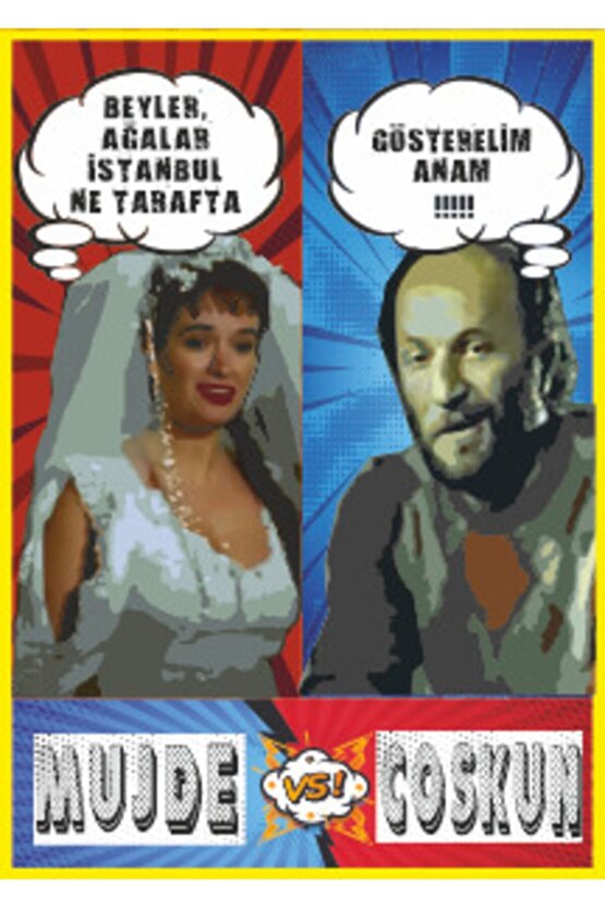 Yeşilçam Replikleri Müjde Ar Vs Coşkun Retro Ahşap Poster