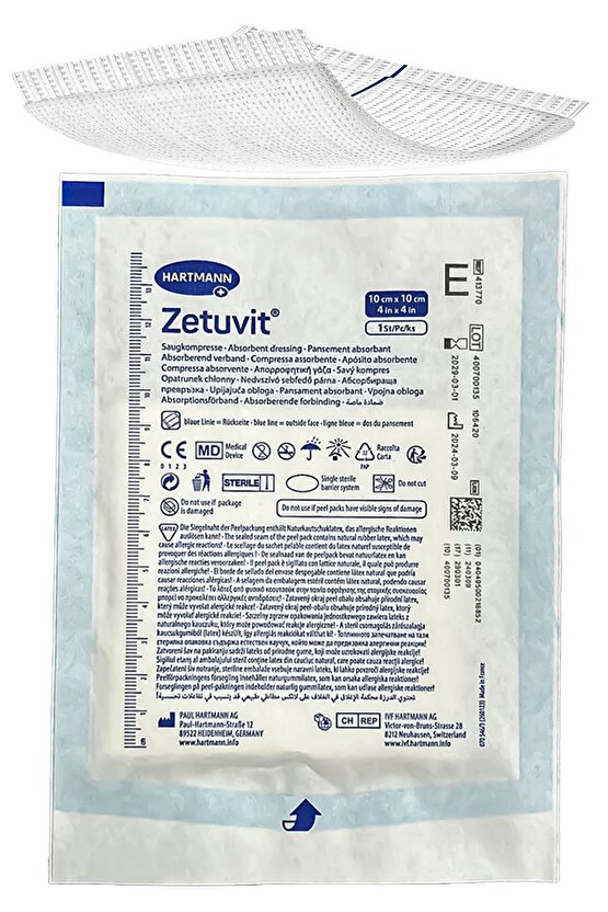 10 Adet Zetuvit E 10x10cm Akıntılı Yaralar Için Emici Yara Örtüsü