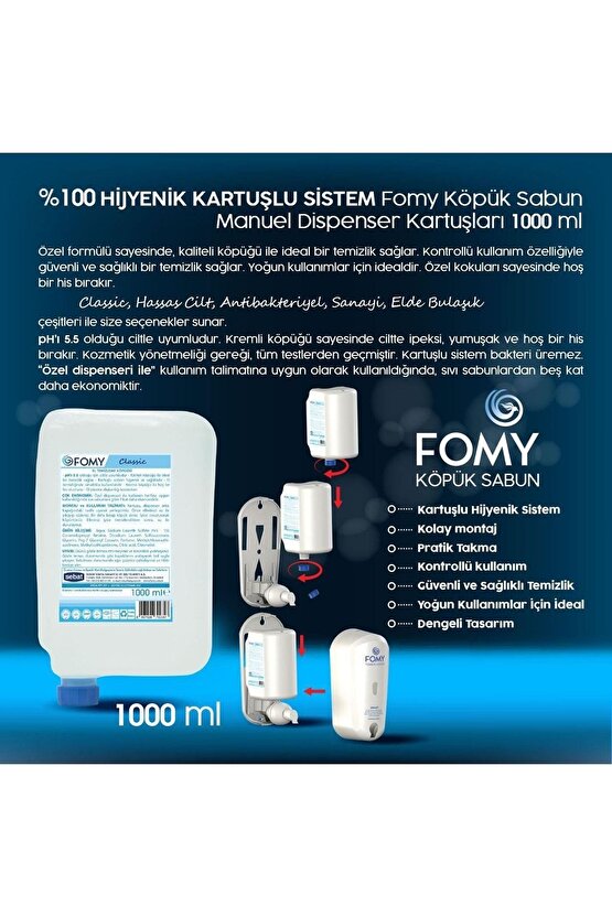 - Classic Köpük Sabun - Klasik El Temizleme Köpüğü - 1000 ml  2 Adet