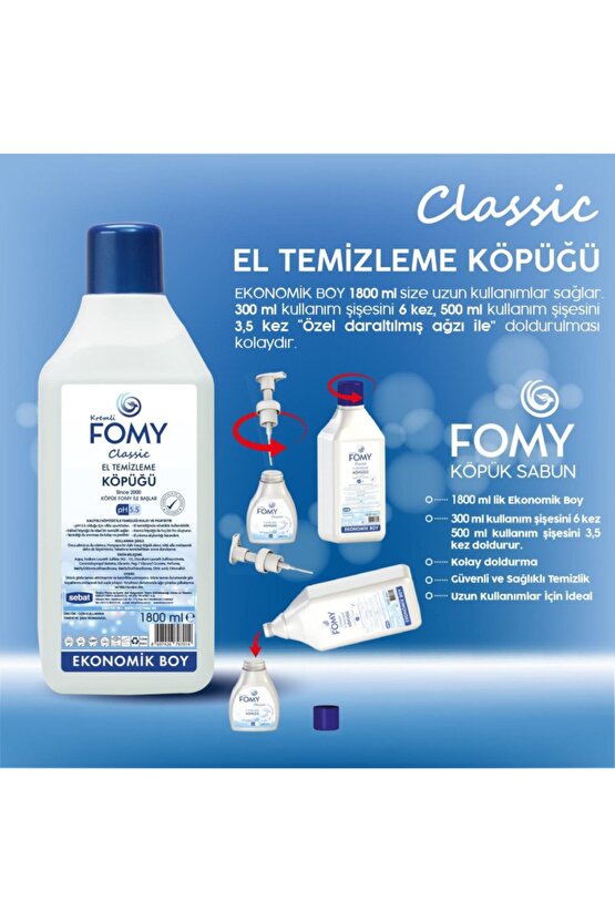 Classic Köpük Sabun - Klasik Kremli El Temizleme Köpüğü  1800 ml