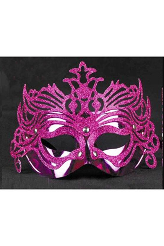 Himarry Metalik Fuşya Pembe Renk Masquerade Kelebek Simli Parti Maskesi 23x14 cm