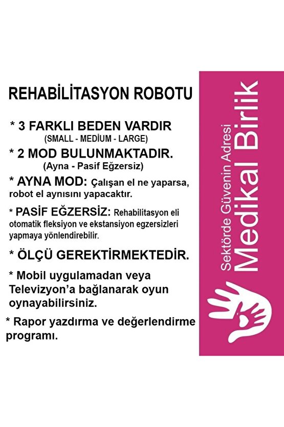 Syrebo Oyunlu El Rehabilitasyon Robotu C11 Sol Eldiven