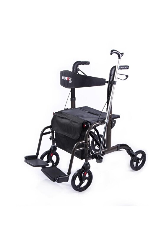 Comfort Plus DM-9124 Lüx Ayak Pedallı Alüminyum Rolatör (Hem Rolatör Hem Tekerlekli Sandalye)