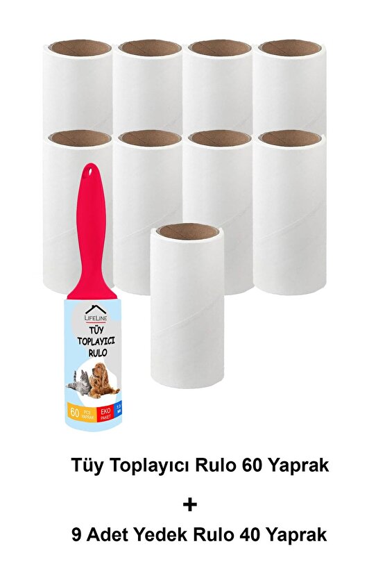 Tüy Toplayıcı Rulo 9 Adet Yedek Rulo Kedi Tüy Toplayıcı Köpek Tüy Toplayıcı