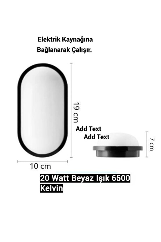 Balkon Lambası Teras Lambası Oval Duvar Lambası 20 Watt Beyaz Işık Banyo Lambası Tavan Lambası