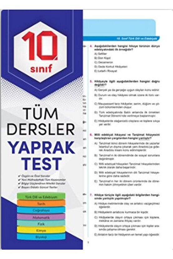 Element 10. Sınıf Tüm Dersler Yaprak Test