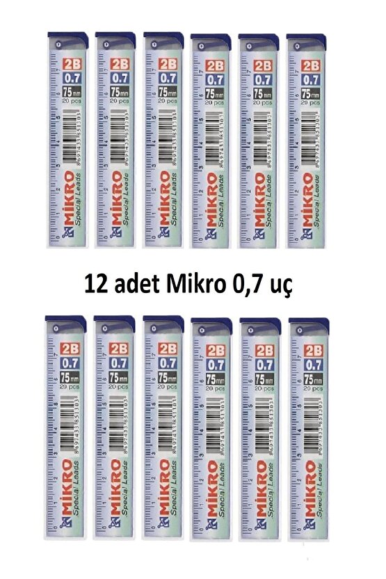 Min Kalem Ucu 0.7 Uc 2b Dereceli Cetvelli - 12 Li Paket