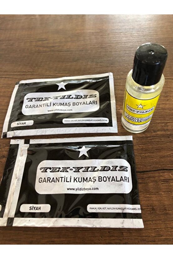 Kumaş Boyası Siyah 2 Paket + Fiske Sabitleştirici 1 Paket