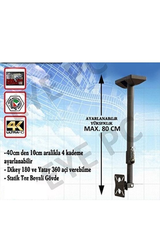 32 Inç 80 Cm Ekran Tv Televizyon Tavan Askı Aparatı Aleti