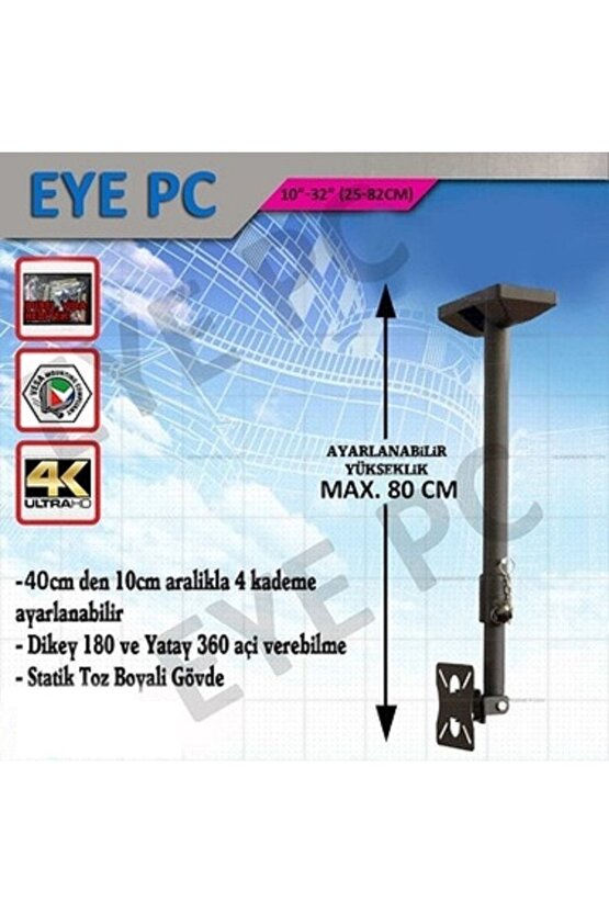 55 Ekran 82 Ekran Arası Tv Ler Için Tavan Duvar Askı Aparatı