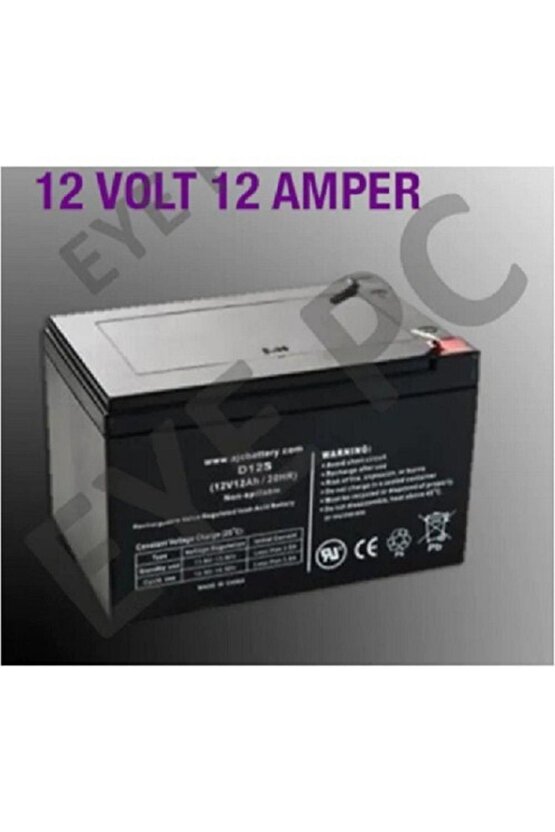 12 Volt 12 Amper Solar Sistem +alarm +terazi Aküsü Bataryası