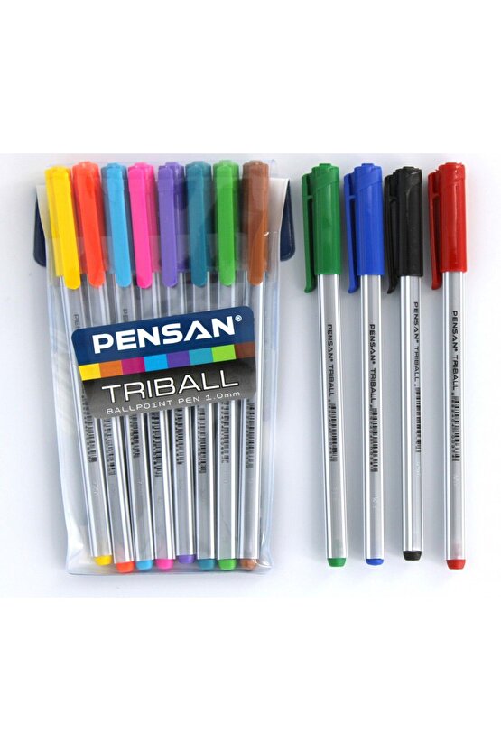 Triball 1mm 12 Tam Renk Tükenmez Kalem Set