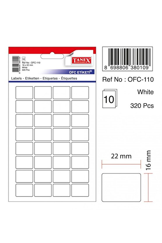 Beyaz Etiket Ölçü : 22×16 Mm Ofc-110