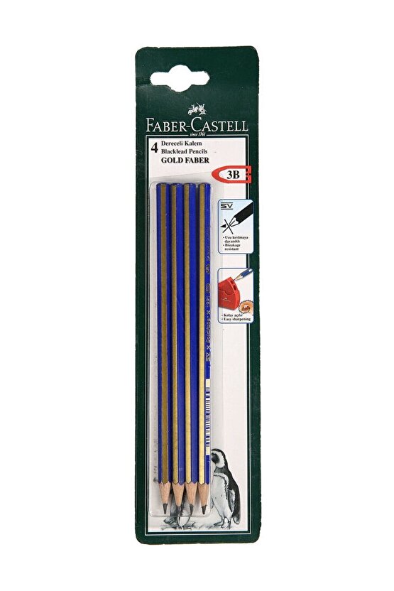 Faber-castell Dereceli Kurşun Kalem Gold 3b Kartelali 4 Lü 5504112503