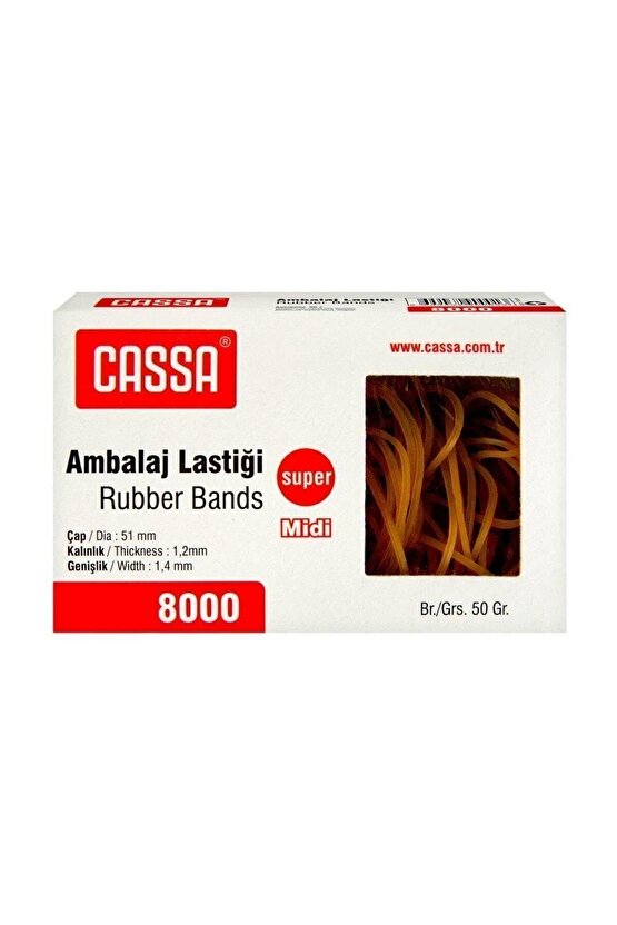 8000 Ambalaj Lastiği (paket Lastiği) Yüzde 100 Kauçuk 50 Gram Midi