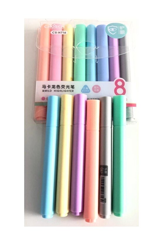 Pastel Renk Fosforlu Kalem 8li Set