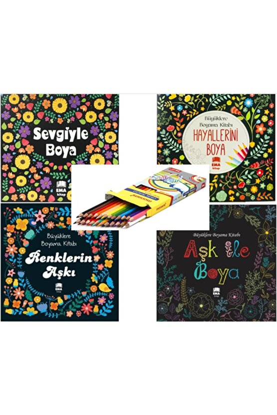 Mandala Büyükler Için Boyama Seti - 2 Kitap Ve 24 Renk Metal Tüp Boya Kalemi Parlak Ve Canlı Renkler