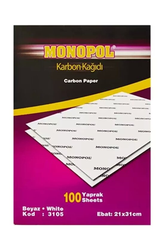 Karbon Kağıdı 100 Lü A4 Beyaz 3105 - 100lü Paket