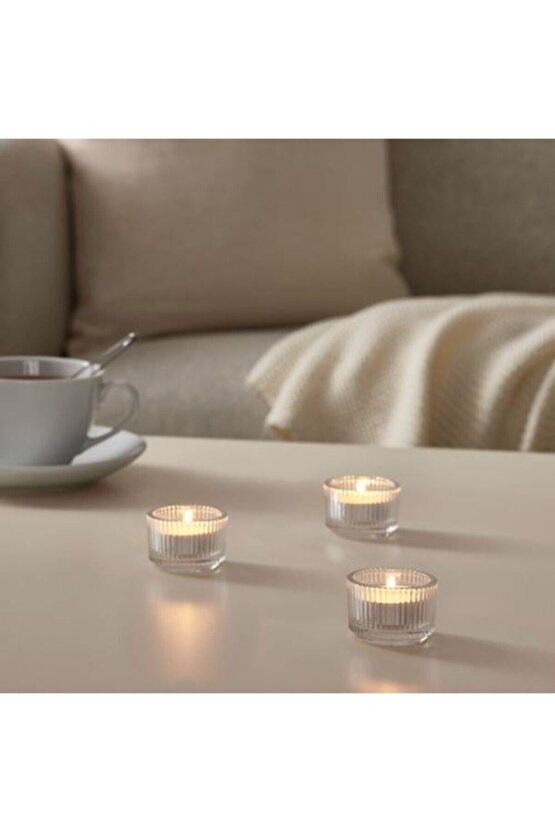 Ikea Fınsmak Tealight Mumluk, Saydam Cam 3 Adet