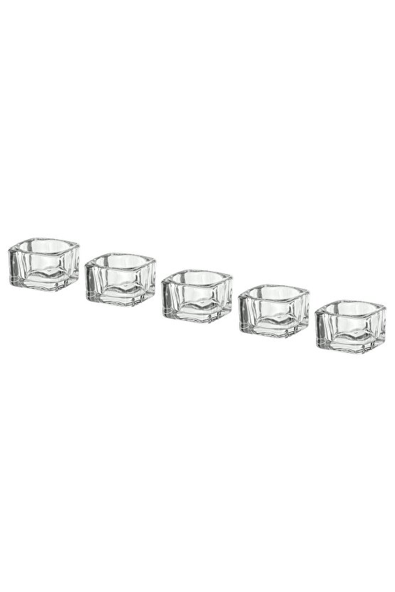 5 Adet Tealight Mumluk 5x5x3.5 cm Mum Tabağı Cam Mumluk Dekoratif Mumluk Kaliteli