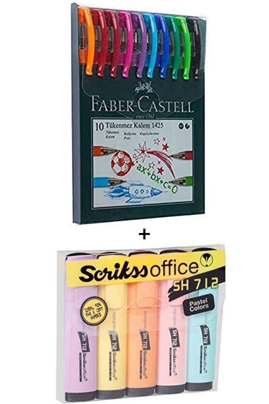 Faber 1425 Tükenmez Kalem Seti Scrikss Pastel Fosforlu Seti F.k