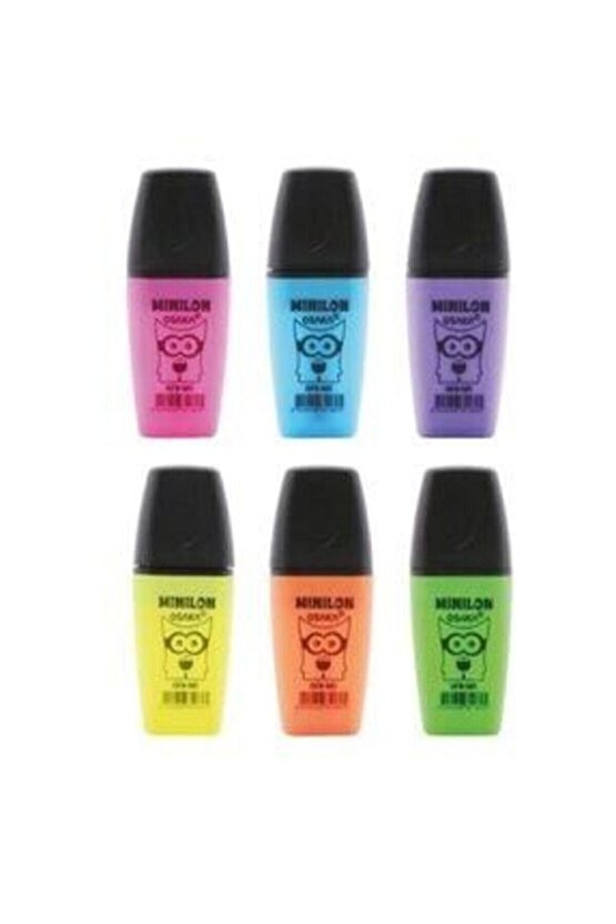 Mini Neon Renk Fosforlu Kalem 6 Lı Set