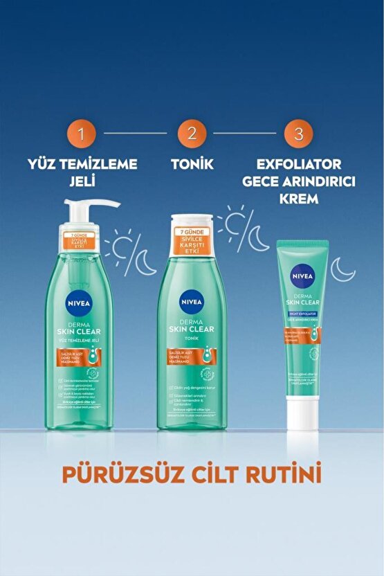 Derma Skin Clear Sivilce Karşıtı Tonik 200ml,Salisilik Asit,Niasinamid,Deniz Tuzu,Gözenek Arındırıcı