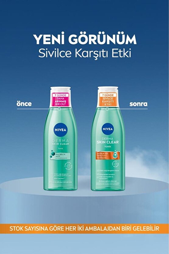 Derma Skin Clear Sivilce Karşıtı Tonik 200ml,Salisilik Asit,Niasinamid,Deniz Tuzu,Gözenek Arındırıcı