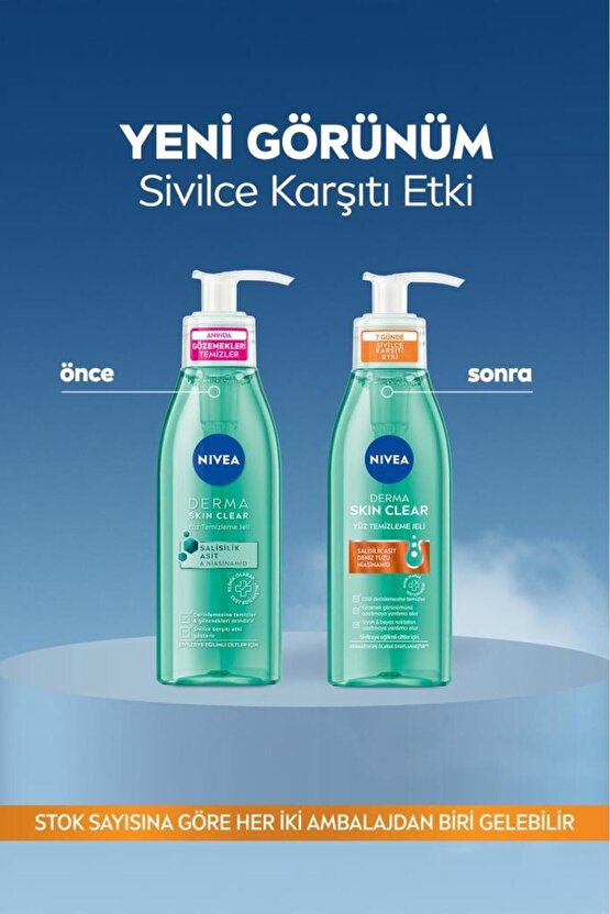 Derma Skin Clear Sivilce Karşıtı Yüz Temizleme Jeli 150ml, Gözenek Arındırıcı, Yağlı ve Karma Cilt