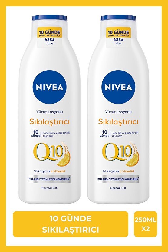 Q10 Sıkılaştırıcı Vücut Losyonu 250ml, C Vitamini, 48 Saat Nemlendirici, Esnek Cilt, X2 Adet