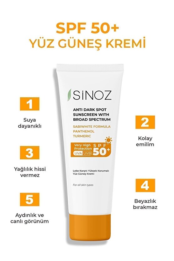 Spf 50 Leke Karşıtı Yüksek Koruyucu Yüz Güneş Kremi 50 ml Normal Ve Kuru Ciltler Için