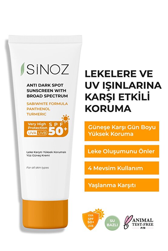 Spf 50 Leke Karşıtı Yüksek Koruyucu Yüz Güneş Kremi 50 ml Normal Ve Kuru Ciltler Için