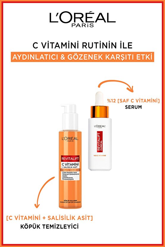 Revitalift Clinical [C vitamini + Salisilik Asit], Aydınlatıcı ve Gözenek Karşıtı Köpük Temizleyici