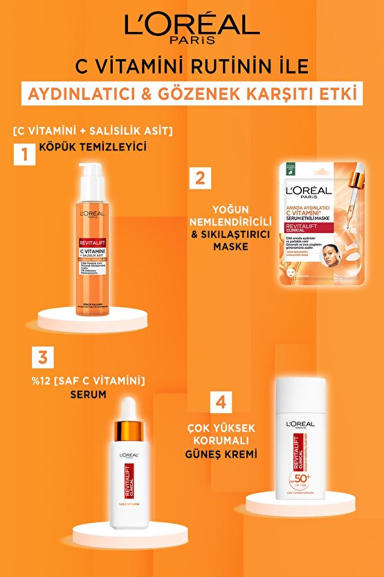 Revitalift Clinical [C vitamini + Salisilik Asit], Aydınlatıcı ve Gözenek Karşıtı Köpük Temizleyici