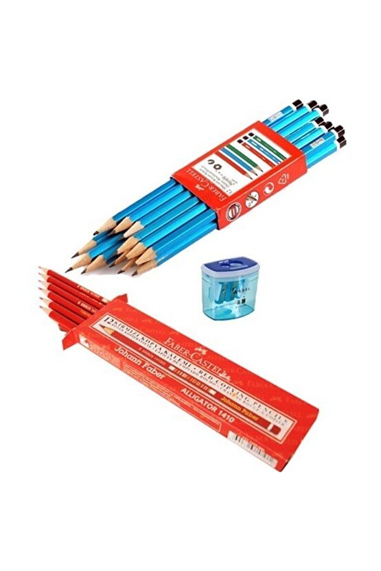 Faber-castell Mercanlı Kurşun Kalem 12li Kırmızı Kopya Kalemi 12li Adel 685 Kalemtıraş