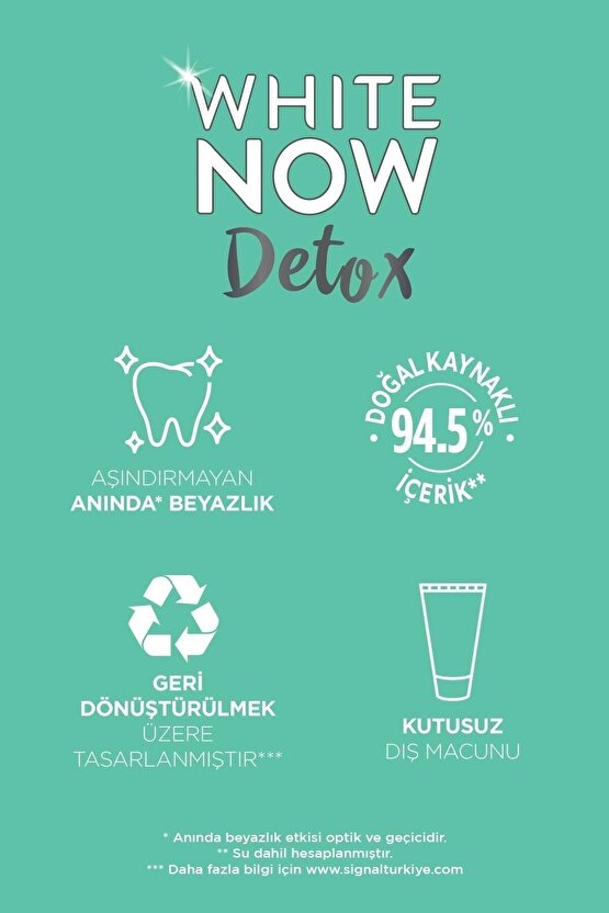 Diş Macunu White Now Detox Anında Beyazlık Kil Minerali Aktif Karbon 75 ml