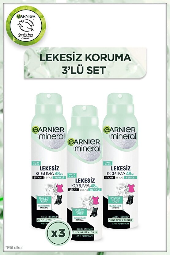 Mineral Lekesiz Koruma Ferah Koku Sprey Spray Deodorant 3lü Set