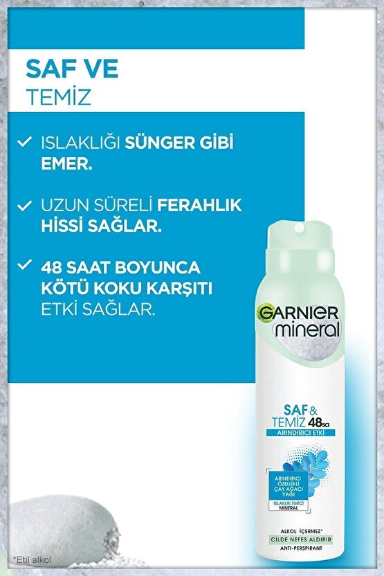 Mineral Saf ve Temiz Kadın Sprey Deodorant 150ml