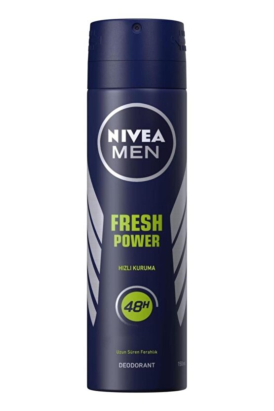 MEN Erkek Sprey Deodorant Fresh Power 150ml, Ter Korumasına Karşı 48 Saat Koruma, Hızlı Kuruma