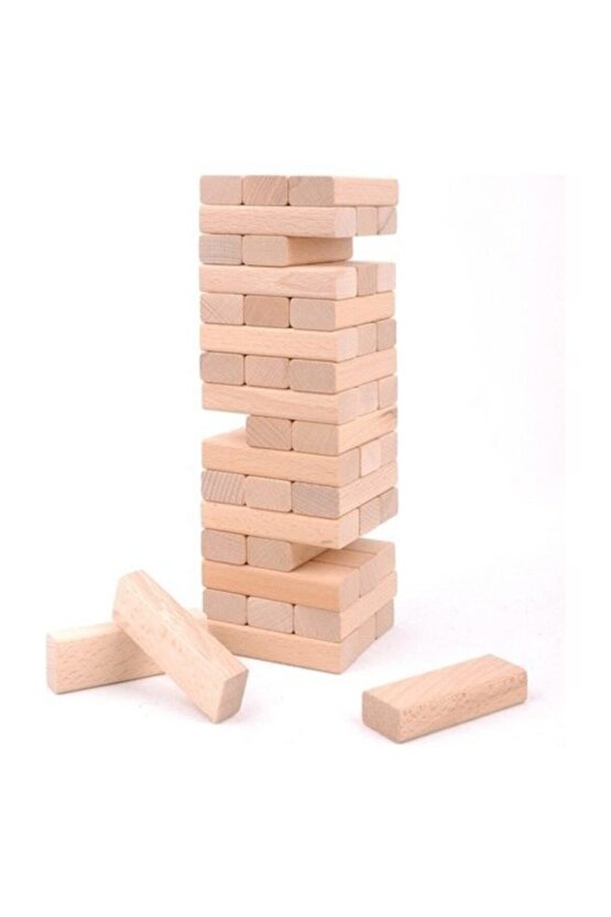 Denge Oyunu Jenga Doğal Ahşap 54 Parça