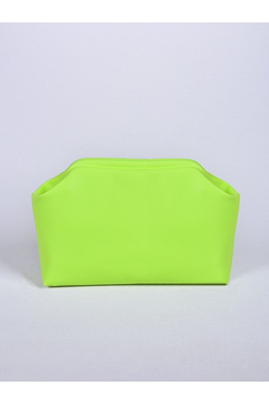 Kadın Neon Yeşil Suni Deri Clutch El Çantası