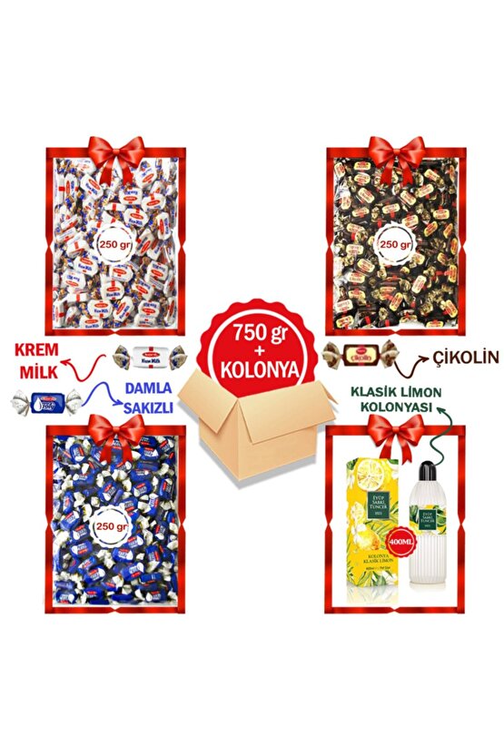 Bayram Şekeri -3x 250 Gr+ Kolonya-tofy Damla Sakız 250gr- Krem Milk 250 Gr- Çikolin 250gr-est 400ml