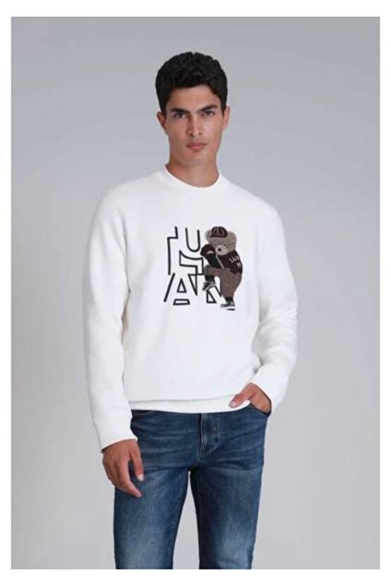 Pıtcher Erkek Sweatshirt Kırık Beyaz