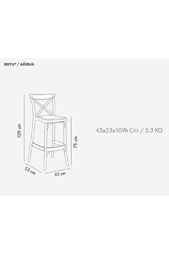 Capri Bar Sandalyesi 75cm 4lü Paket