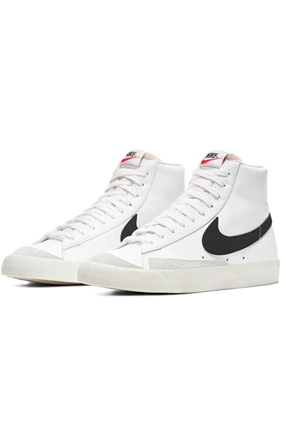 Blazer Mid 77 VNTG  Mens Leather Sneaker White Hakiki Deri Erkek Günlük Spor Ayakkabı Beyaz-Siy