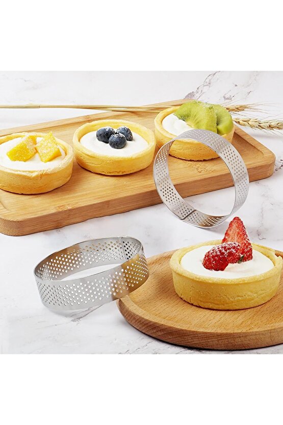 Narkalıp Yuvarlak Delikli Tart Kalıbı 10 Cm 4 Lü