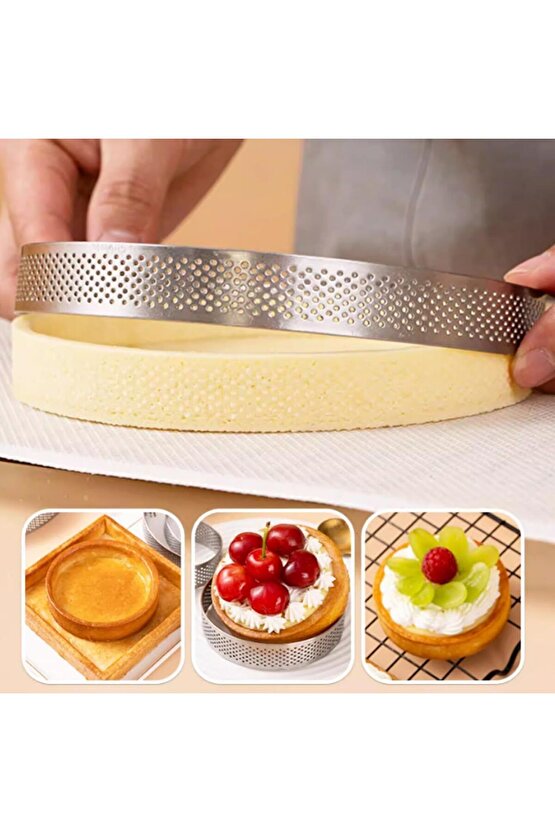 Narkalıp Yuvarlak Delikli Tart Kalıbı 10 Cm 4 Lü