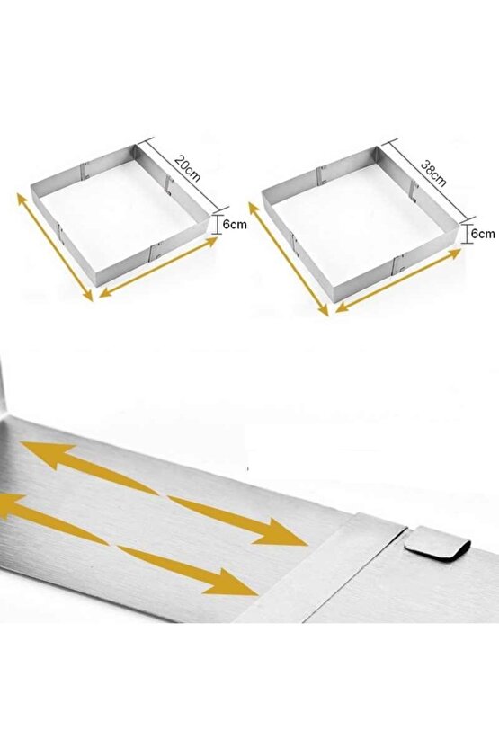 Narkalıp Kare Ayarlanabilir Pasta Kek Kalıbı 20x40ccm Derinlik 6cm
