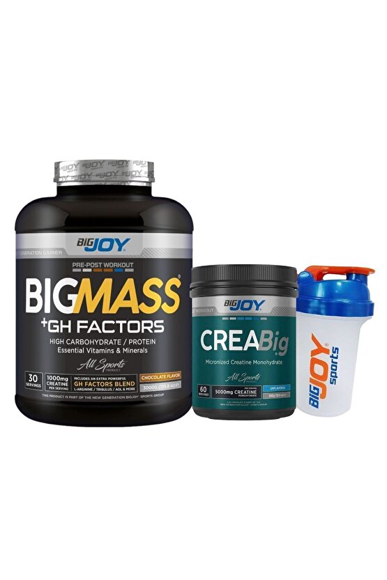 Bigmass Gh Factors Karbonhidrat Tozu 3000gr Çikolata Creabig Kreatin Monohydrate 300g Shaker Hediye