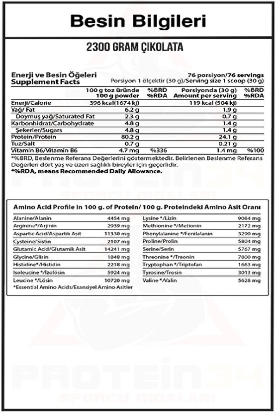 Çikolata Aromalı Whey 3 Matrix Protein Tozu 2300 gr